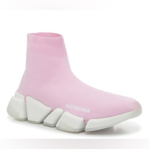 Balenciaga Speed 2.0 Recycled Knit Sneakers in Light Pink Polyester | NEW/NIB - Picture 2 of 16